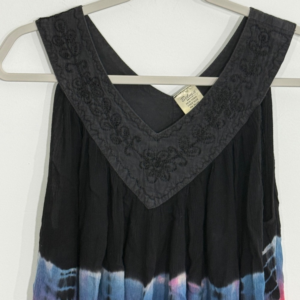 Belma Womens Dress Free Size Black Tie Dye Boho Hippie Beach Vacation - Picture 2 of 13